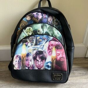 Loungefly Harry Potter Black and Multicolor Backpack